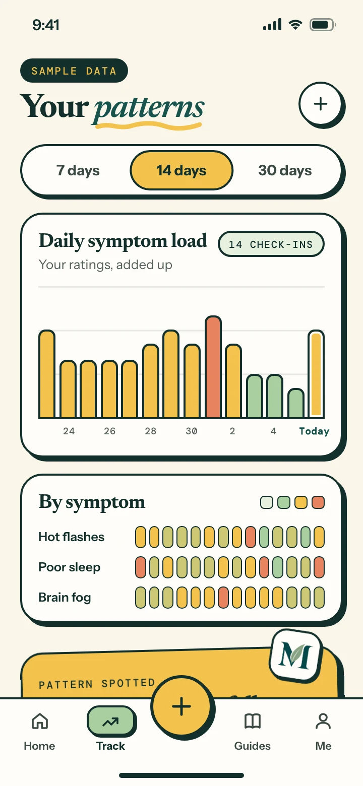 Patterns screen with a sample insight