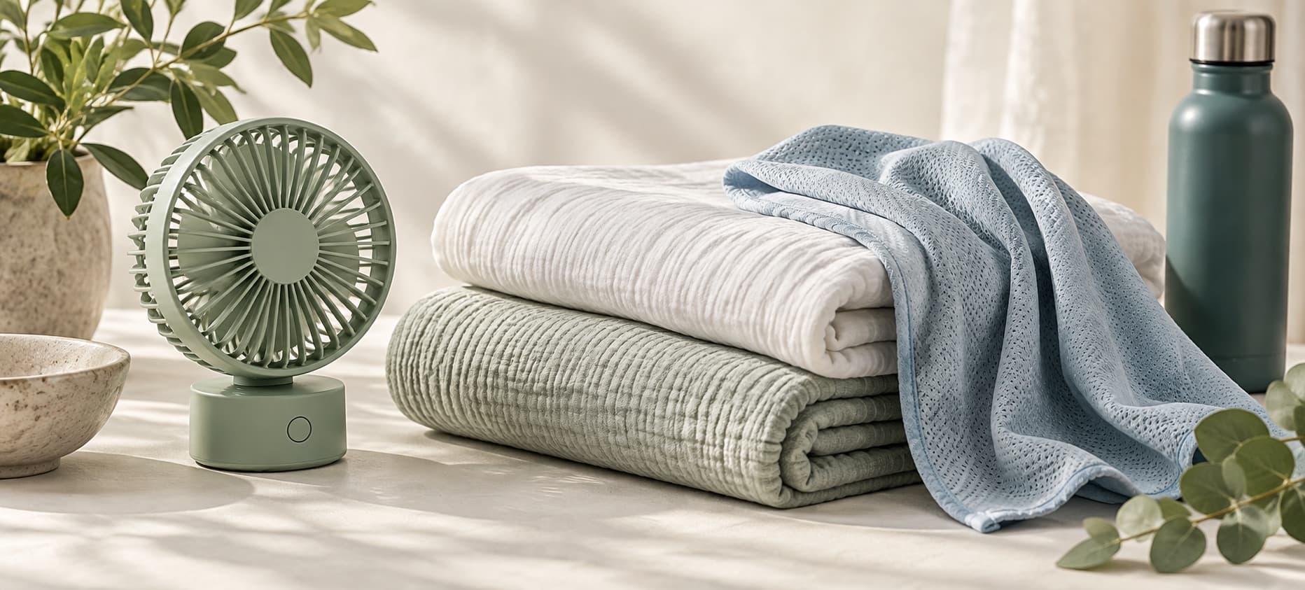 Cooling bedding & fan